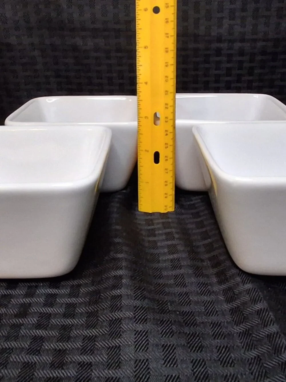 4 Pampered Chef Simple Additions Square White Sauce/Dessert Bowl 4.5in Discont.